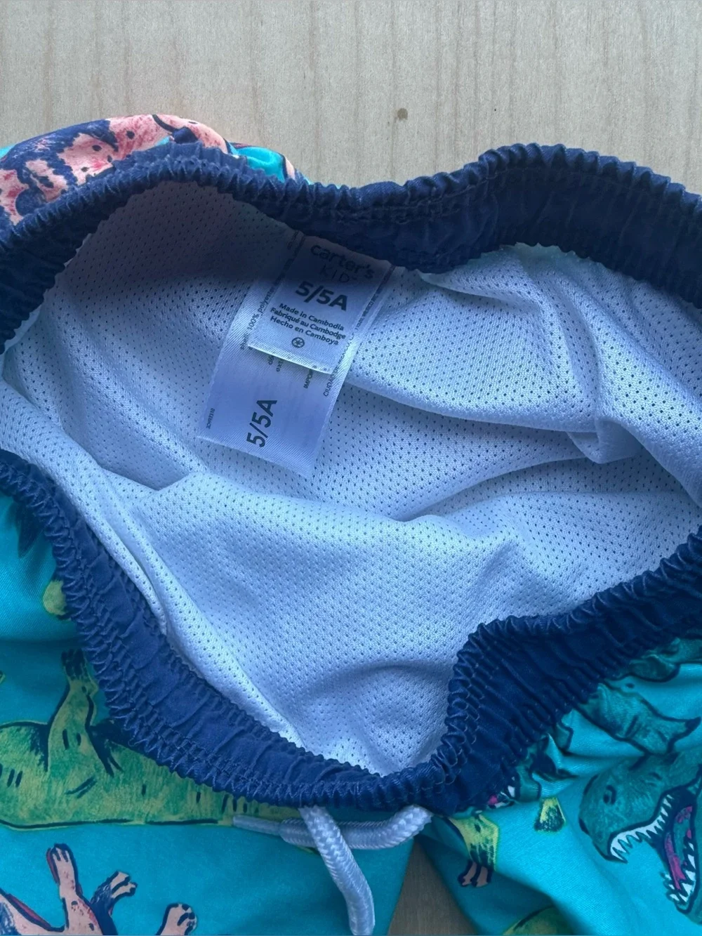 Carter's Kid Dinosaur Swim Trunks Bottoms Shorts Blue size 5 / 5A